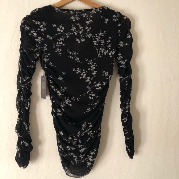 NEW Vince Camuto mesh floral top black and white XXS - Picture 9 of 12